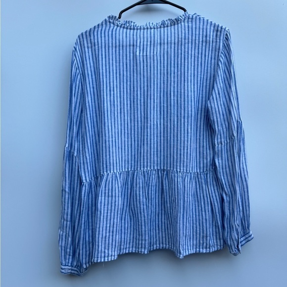 Rails Raylyn Fremont Linen Rayon Blend Blue White Striped Boho Blouse Top Small - Picture 10 of 16